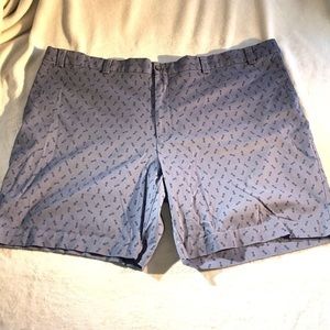 Mens Blue Print Oak Hill Flat Front Shorts